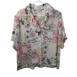 Alex & Lili Women’s Button-Up Blouse  Floral Print Size L